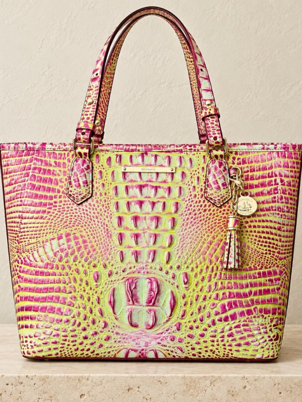 Brahmin Asher Medium Sweetner Melbourne Croc Leather Tote NWT - Picture 4 of 7